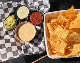 Chips and Queso Add Salsa (4 oz Tomato & 4 oz Verde) $3 Add 4 oz Guacamole $3.50 Add 8 oz Hatch Chile Queso $5 The Works (All of the Above) $11